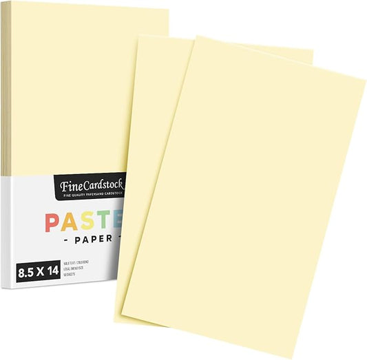Ivory Pastel Colored Paper - Perfect for Documents, Invitations, Posters, Flyers, Menus, Arts and Crafts | 8.5" x 14" (Legal Size) | Regular 20lb Bond (75gsm) Paper - Smooth Finish | 50 Sheets