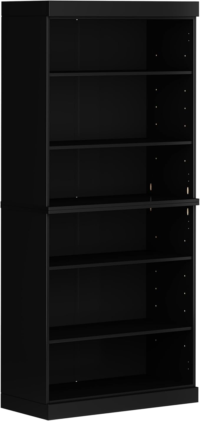 Palace Imports Solid Wood Bookcase - Stackable Modular 6-Tier Bookshelf - 71.5" Tall x 32" Wide - Black, Open Display Shelf for Living Room, Office, Renewable 100% Eco-Friendly Wood, Made in Brazil
