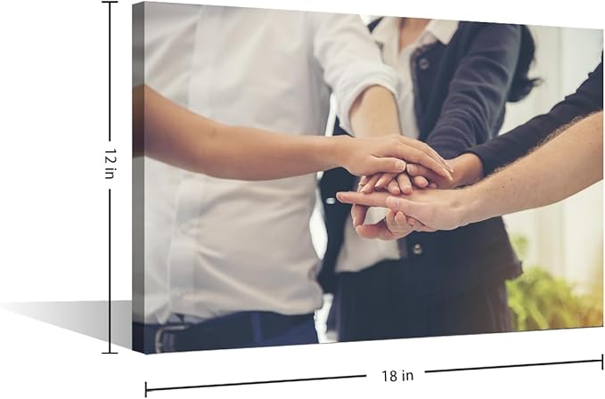 1 Panel Canvas Wall Art Business Partners Team meeting Successful Teamwork Hands Gesture Pictures Modern Decor Poster Canvas Print Frame Ready To Hang (12"Wx18"H)