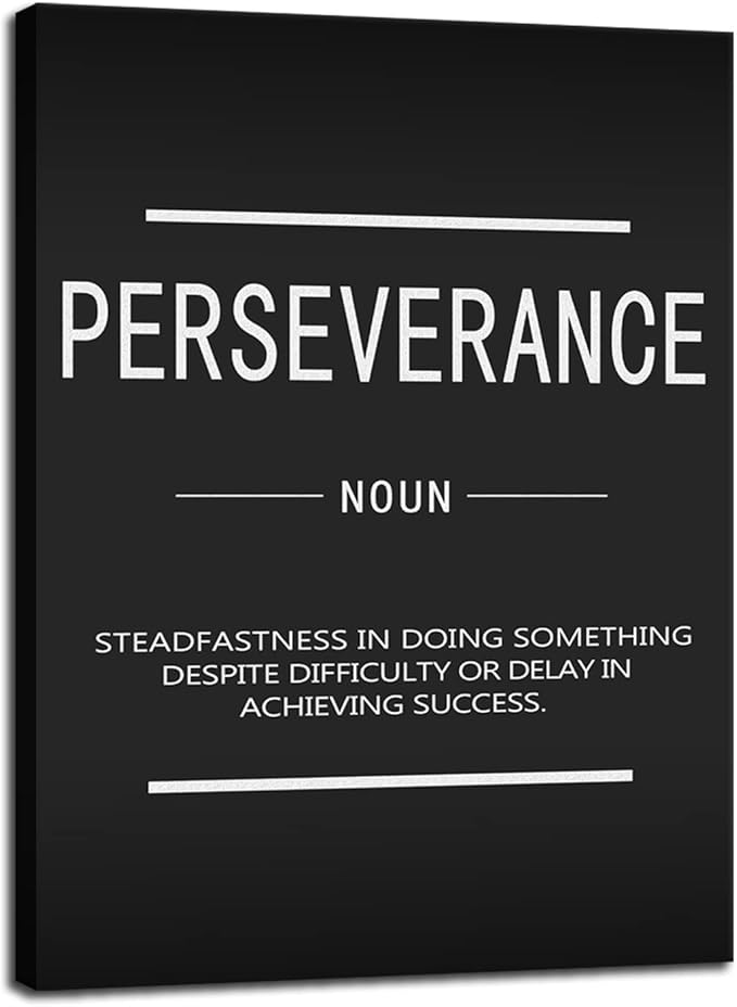 WYJZDZQ8 Inspirational Canvas Wall Art Perseverance Noun Printing Poster Motivational Entrepreneur Quotes Poster Artwork Office Workplace Living room Wall Decor Frame Ready to Hang[18" W x 24" H]