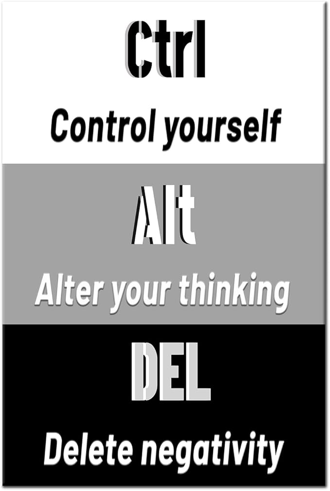 Motivational Canvas Wall Art Ctrl Alt Del Signs Painting Poster Prints Entrepreneur Quote Success Picture for Framed Home Decoration Living Room Office Bedroom Ready to Hang [12''Wx18''H]