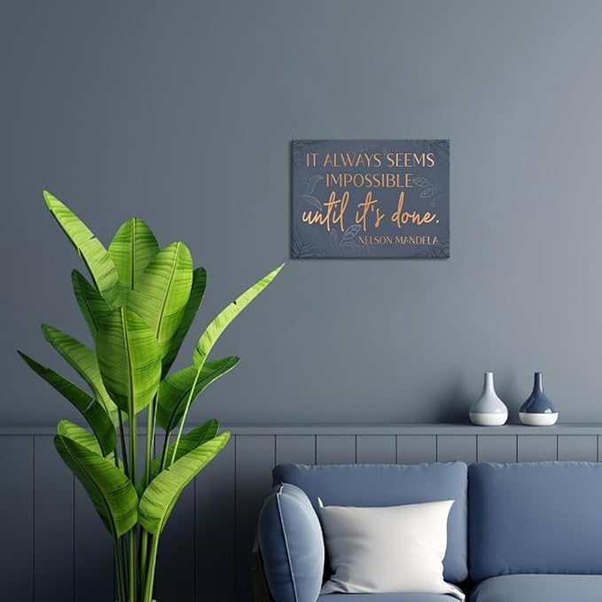 Wall Art for Office - Inspirational Wall Decor It Alaways Seems Impossible Until It's Done Quotes Poster Motivational Canvas Print Entrepreneur Artwork for Home Bedroom Classroom, Framed 12x16 in