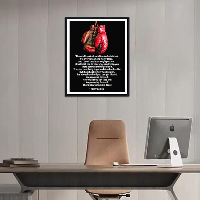 It Ain't How Hard You Hit Framed Canvas Print Wall Art, Motivational Quote Wall Pictures, Boxing Gym Decor for Man Cave, Ready to Hang, 12.5x16.5 Inches