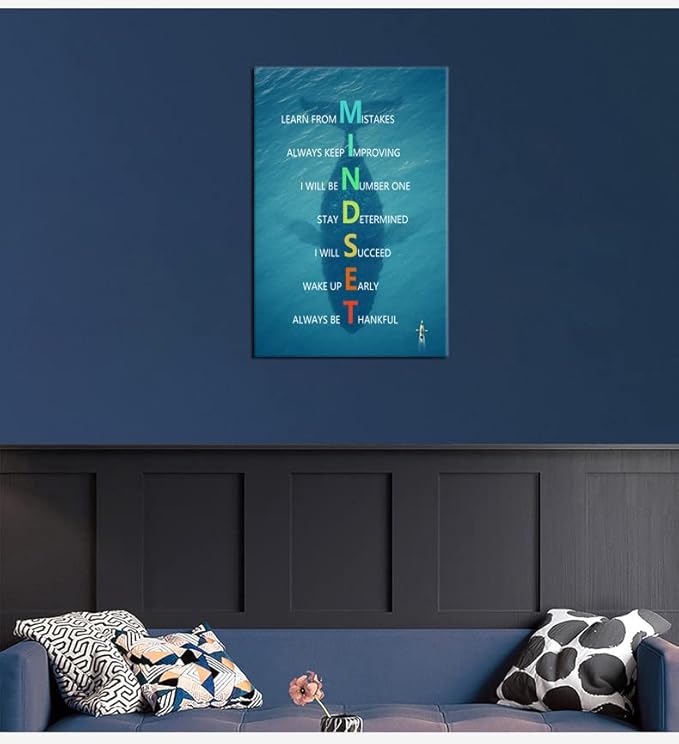 Inspirational Canvas Wall Art for Office Motivational Whale Animal Mindset Poster Print Artwork Painting Picture for Framed Home Decoration Living Room Ready to Hang [24''W X 36''H]