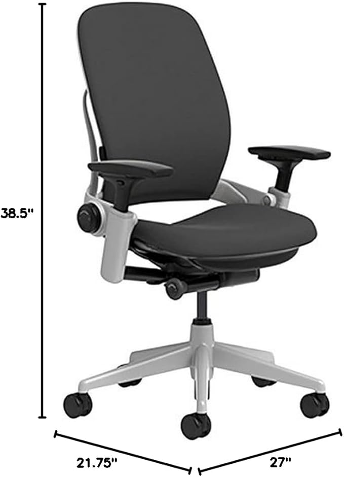 Steelcase Leap Office Chair - Ergonomic Work Chair with Wheels for Hard Flooring - Supports Unique Body Shape - with Natural Glide System & Liveback Technology - Licorice Black Fabric