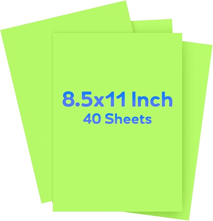 Green Cardstock 8.5 x 11, Colored Card Stock 40 Sheets Light Green Paper Cardstock Paper for Invitations, Art, Drawing, Menu, DIY Card, Tag, Card Making, Craft, Certificate, Printing