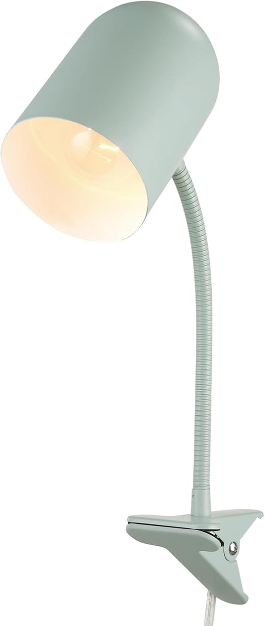 Globe Electric 52302 Carter 15" Clip-Arm Desk Lamp, Matte Teal, Adjustable Gooseneck Arm, in-Line On Off Switch