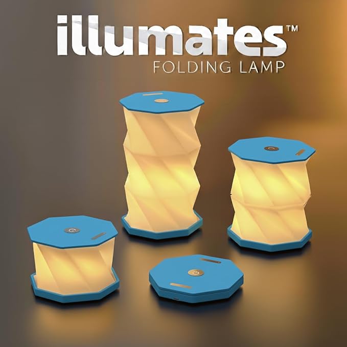 Origami Expanding Foldable LED Desk Lamp – USB Rechargeable & Portable - Dimmable Touch Control Light with Adjustable Height up to 5 1/2 for Office, Travel, Bedside - Sleek & Modern Design (Sky)