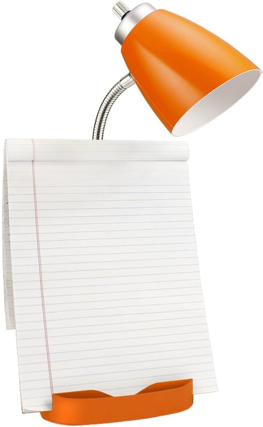 Limelights LD1056-ORG Desk Lamp Organizer with iPad Tablet Book Stand and USB Charging Port, Orange
