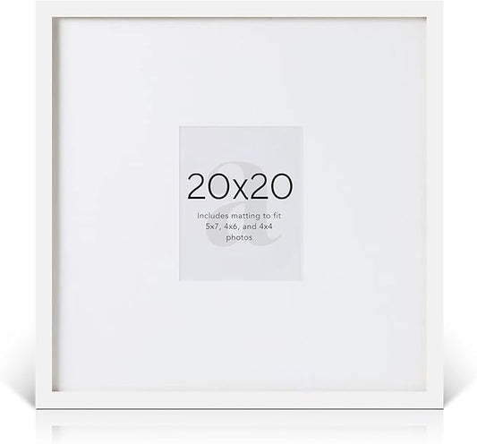 artisane home goods - Gallery Frame 1.0, Picture Frame, 20x20 White, Gallery Wall Frame Set, Large Picture Frame, Oversized Mat (4x4, 4x6, and 5x7)