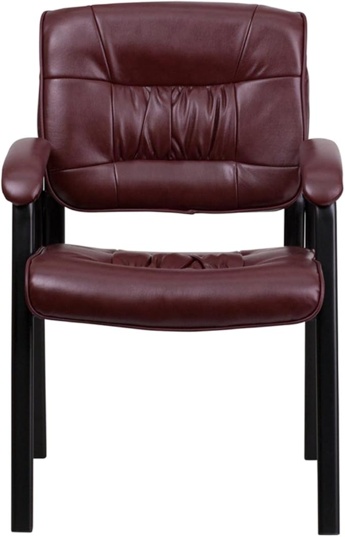 Flash Furniture Haeger LeatherSoft Tufted Executive Reception Chair with Padded Armrests, Upholstered Side Chair for Living Room or Office, Burgundy