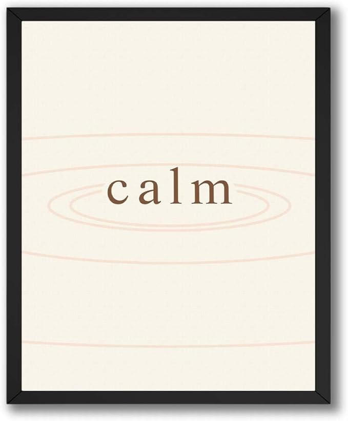 ALPINE INK CO. Calm Typography Satin Poster - Soft Ripple Word Artwork - Minimal Neutral Zen Style - Bedroom Living Room Meditation Space Decor - 24x32 Unframed Satin Print