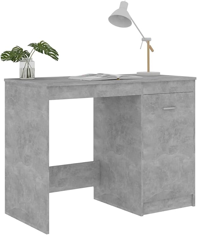 Desk,Home Office Computer Desk with Storage & Spacious Desktop, Writing Study Desk Laptop Desk for Bedroom Gray 39.4"x19.7"x29.9" Chipboard