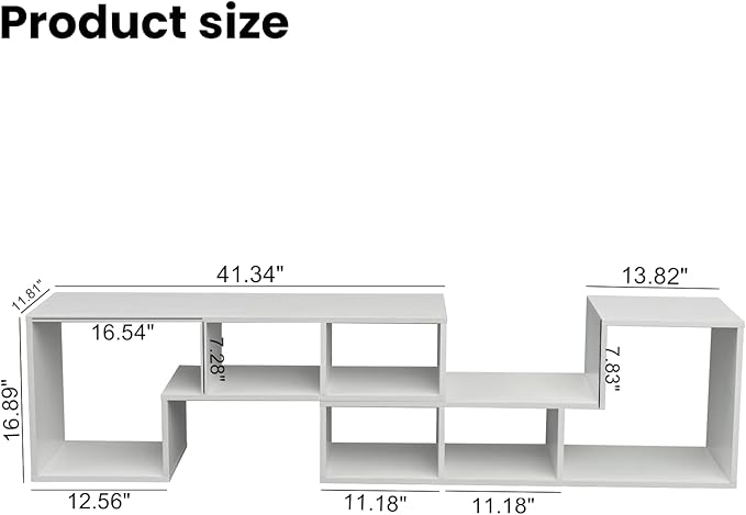 Recaceik Cube Bookshelf 2 Shelf Bookcase L-Shaped TV Console Stand Modern Entertainment Center with Open Storage Shelves for CDs/Movies/Books for Living Room, Bedroom, Home Office (White)