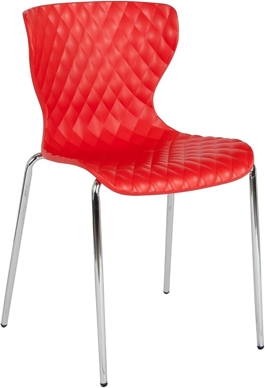 Flash Furniture Lowell Contemporary Design Red Plastic Stack Chair