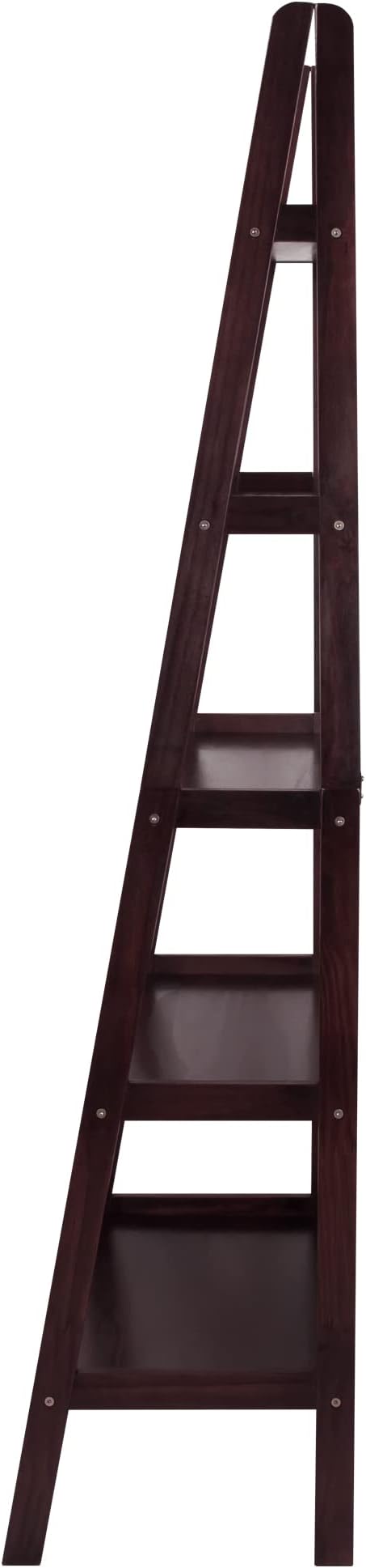 Casual Home 100% Solid Wood 5-Shelf Ladder Bookcase, Standard, 72"H, Espresso