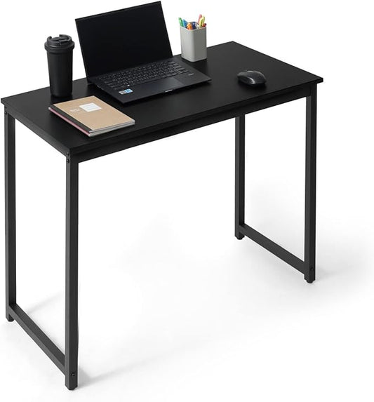 CAPHAUS 32 Inch Modern Computer Desk for Home Office, Gaming & Small Spaces - Easy Assembly, P2 Particle Board, Steel Legs, 220 lbs, Black