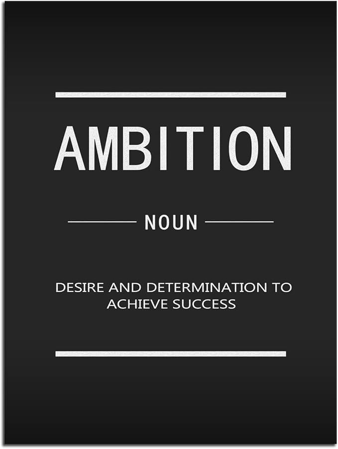 Inspiring Wall Street Entrepreneurs Quote Inspiration Picture Canvas Wall Art Painting Poster Office Decoration Company Printing Ambition Noun Artwork Stretch Frame Ready to Hang[18" W x 24" H]