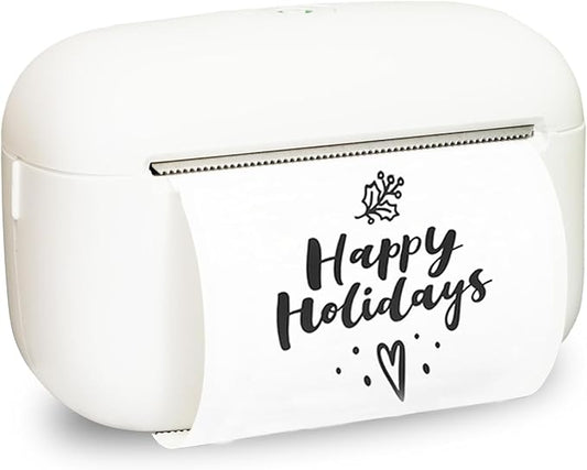 Label Maker Machine with Tape: Bluetooth Sticker Printer Supports Printing Multiple Labels, Versatile App with Fonts and Icons for Home, Kitchen, School, Office Organization, White