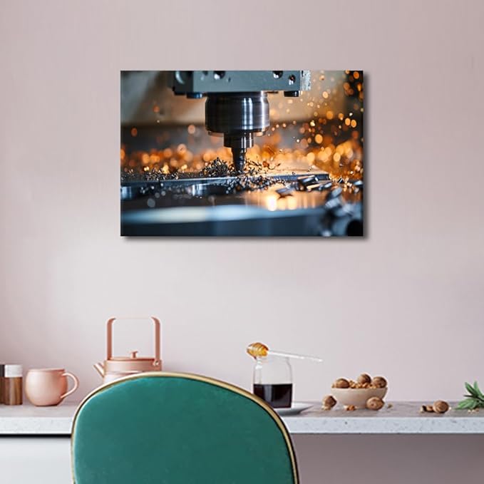TUMOVO Machine Canvas Art Wall Decor for Bedroom Machine Wall Decor Office Decor Canvas Frame Art Prints Multi Panel Wall Art Bathroom Decor Wall Art Modern Home Decor Artwork Wall Hanging, 12" x18"