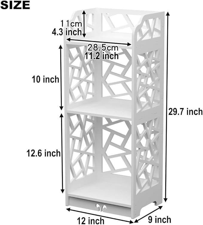 Rerii 3 Tier Bookshelf, Small Bookcase for Small Spaces, Narrow Thin Book Shelf for Bedroom, 3 Shelf Bookcase for Kids Room and Living Room
