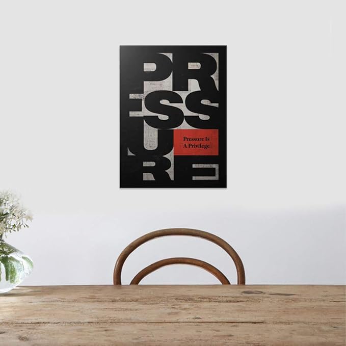 Yatsen Bridge Office Wall Art Pressure is a Privilege Inspirational Picture Motivational Quote Painting for Living Room 1 Panel Canvas Artwork Modern House Decorations Ready to Hang - 18x24 inches