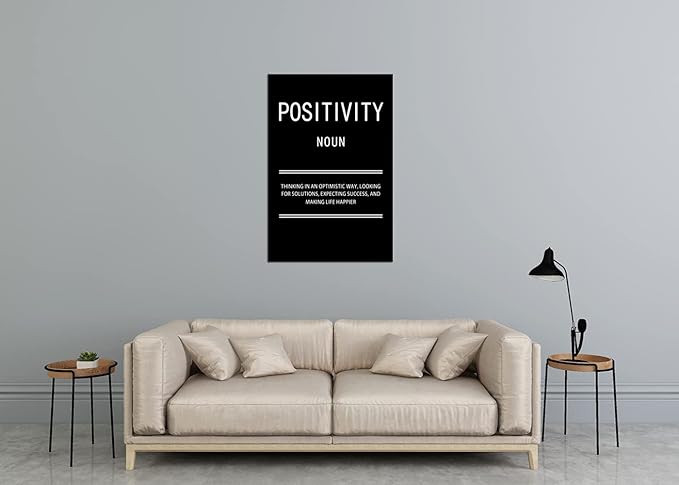 Positivity Noun Inspirational Quotes Wall Art Motivational Canvas Painting Poster Prints Wall Pictures for Living Room Home Decor Office Framed Ready to Hang [24''W x 36''H]