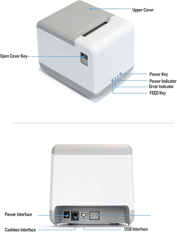 Hyuduo Thermal Label Printer 3 Connection Options Customizable Printing with USB Ideal for Home Office Business Use and on The go Compatible with Multiple Systems (US Plug)