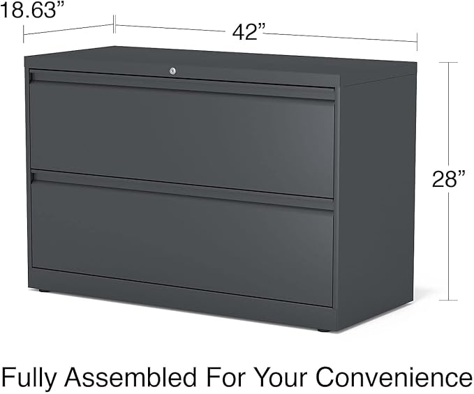 Lorell 2-Drawer Lateral File, 42 by 18-5/8 by 28-1/8-Inch, Charcoal