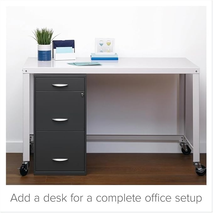 Pemberly Row Set of 18 Contemporary 3-Drawer Metal File Cabinet in Charcoal