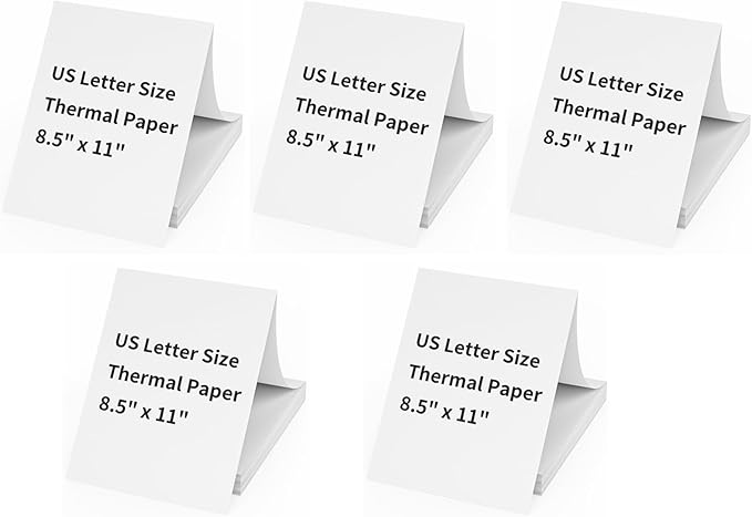 FungLam Thermal Printer Paper 8.5 x 11 Inch, 500 Sheets US Letter Size Thermal Paper, Folded, Continuous, Perforated, Compatible with A4 Portable Thermal Printer