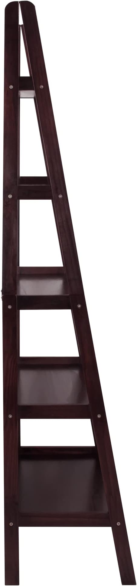 Casual Home 100% Solid Wood 5-Shelf Ladder Bookcase, Standard, 72"H, Espresso