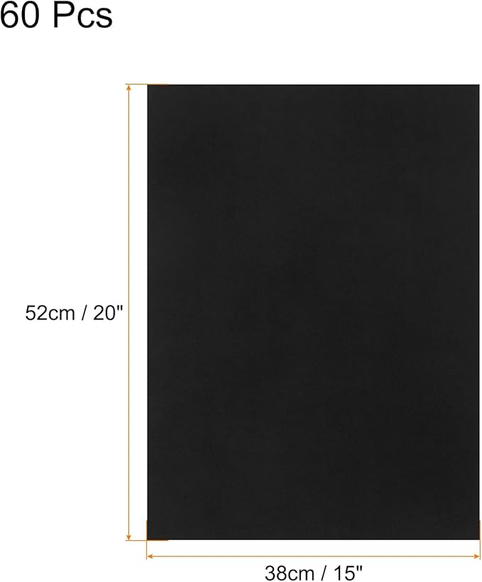 MECCANIXITY 60 Sheets Black Cardstock 20" x 15", 200gsm/75lb Thick Card Stock Printer Paper for Crafts, Invitations, Card Making, Scrapbooking, Drawing