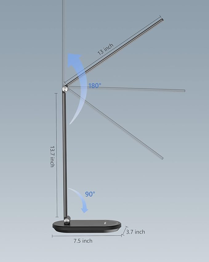 VOCOlinc Desk Lamp, LED Eye-Caring Desk Light for Home Office, Compatible with Homekit Alexa Google, Smart Desk Light with Stepless Dimming, Timer, Work for Reading, Study, Crafts