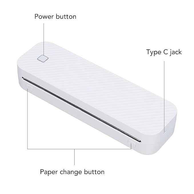 Mobile Office Printer,Portable Printer 203dpi A4 Small Thermal Printer with 1 Roll Thermal Paper Storage Bag for Travel Home