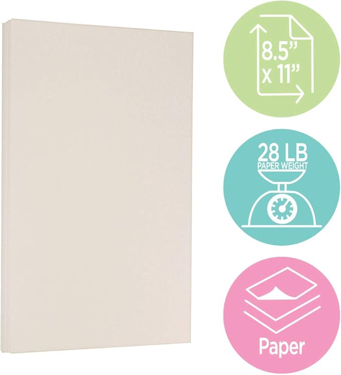 JAM PAPER Strathmore 28lb Paper - 105 gsm - 8.5 x 11 - Natural White Wove - 100 Sheets/Pack