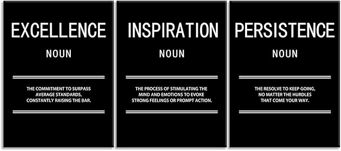 Inspirational Wall Art for Office Inspiration Excellence Persistence Motivational Creation Print Canvas Poster Painting Modern Inspiring Artwork for Home Living Room Stretched and Framed[36''Wx 16''H]