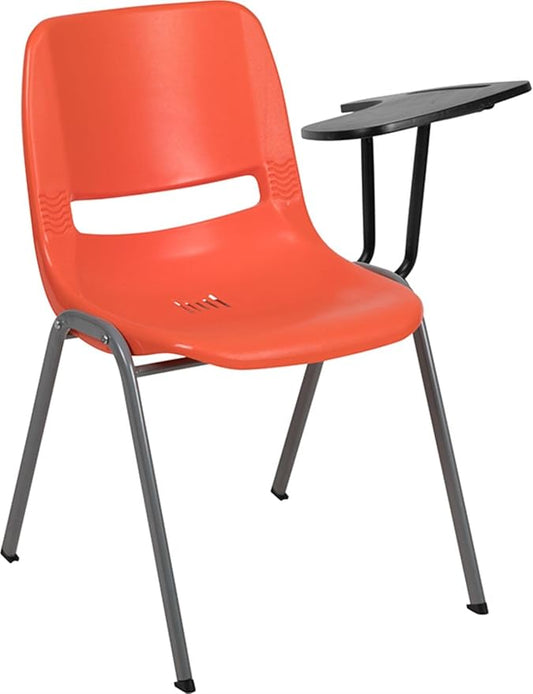 Flash Furniture Orange Ergonomic Shell Chair with Left Handed Flip-Up Tablet Arm