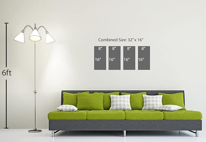 32 x 16 TOTAL - Landsape of lines Wall Art Canvas Geometric Print modern minimalis, office art - 4 Panel Split
