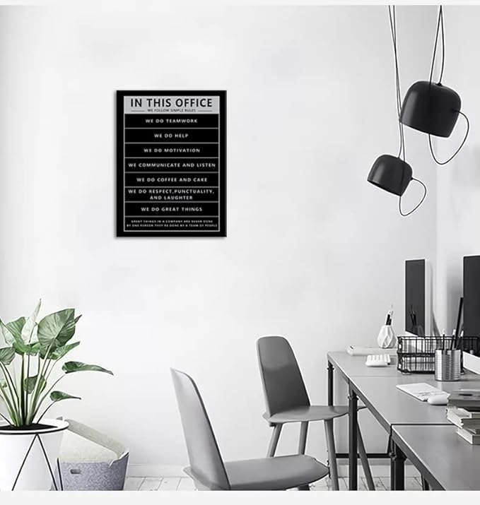WYJZDZQ8 Office Wall Decor Quotes Theme Inspirational Wall Art Motivational Teamwork Posters In This Office Canvas Prints Artwork Wall Art for Bedroom Modern Home Framed Ready to Hang[18" W x 24" H]