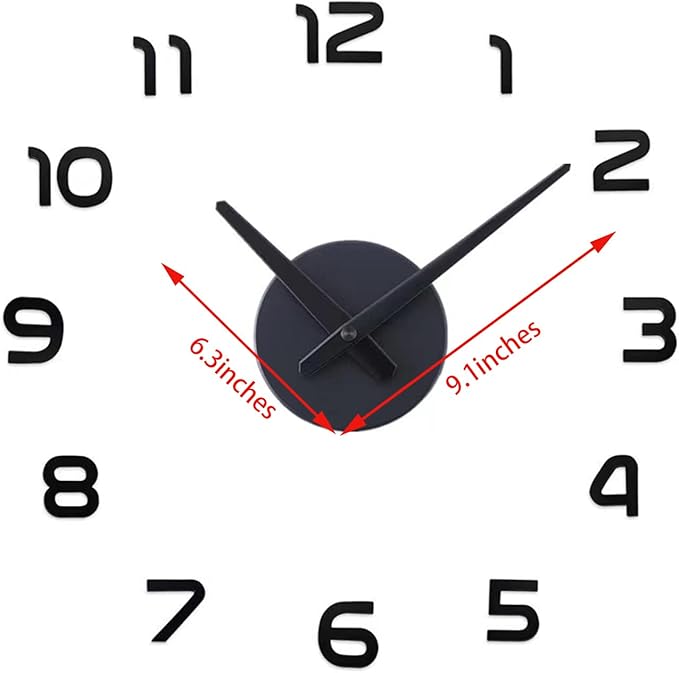 THIDARGO 3D DIY Wall Clock Arabic Numerals Clock Frameless Mirror Surface Wall Sticker Home Decor for Living Room Bedroom(Not Including Battery) (19-27 Inch, Silver)