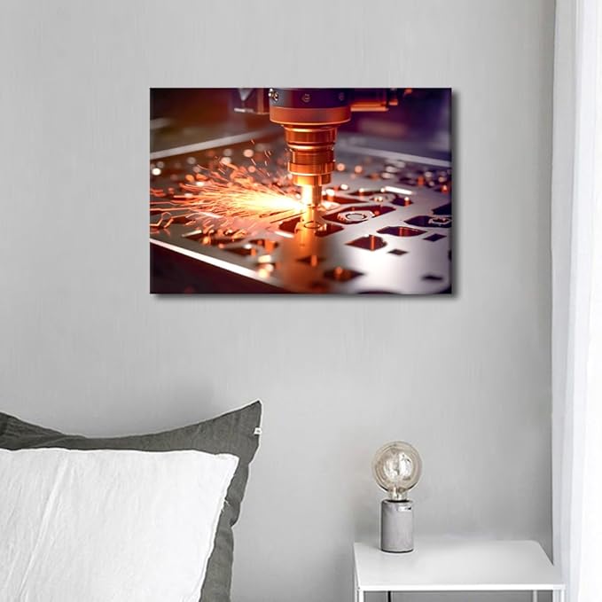 TUMOVO Canvas Art Room Decor 1 Pieces Canvas Art Milling Machine Paintings Canvas Wall Art Modern Wall Artwork Wall Contemporary Home Decorations for Living Room Bedroom Office Bathroom, 12" x18"