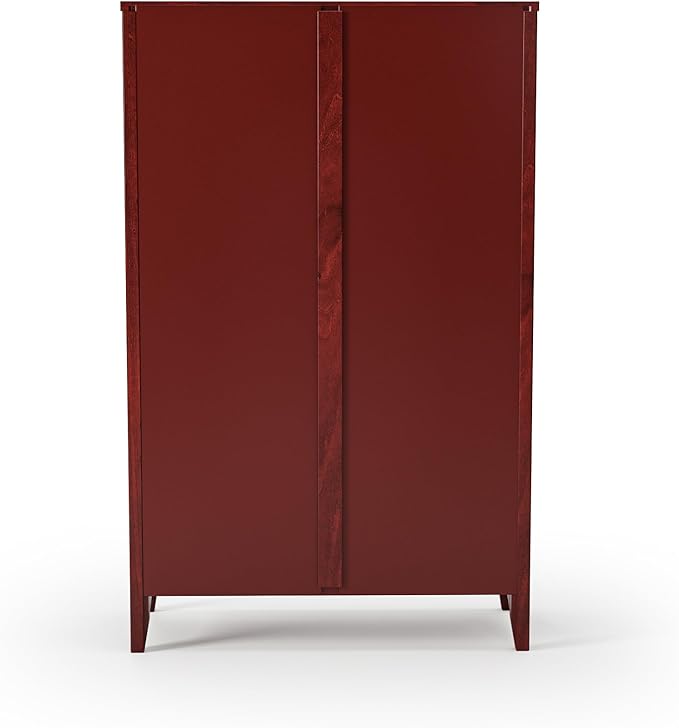 Camaflexi Shaker Style 4 Shelf Bookcase/Solid Wood / 48" High/Adjustable Shelving/Closed Back/Display Bookshelf for Living Room, Bedroom, Home and Office, Red Garnet Stain