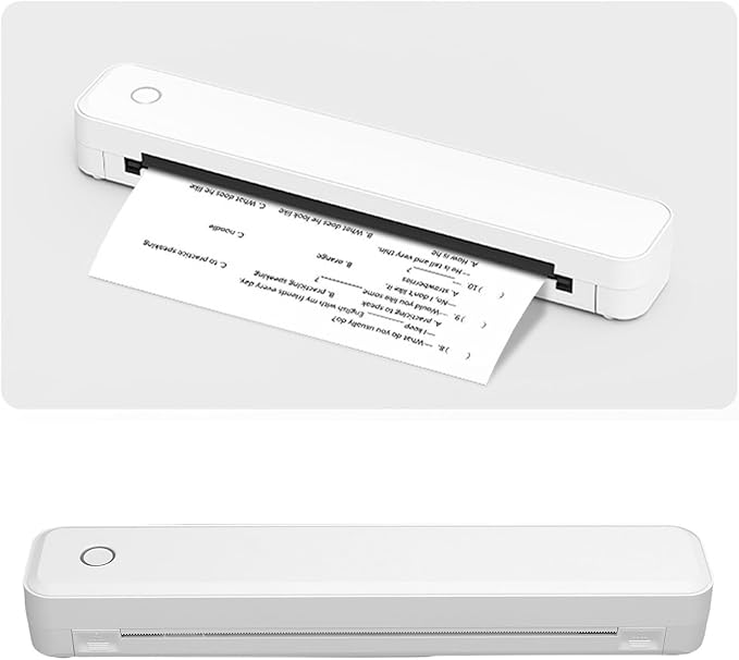 WALFRONT Portable Thermal Printer, 203DPI Resolution Prints in 4-6s, Supports 57-216mm Paper Width, for Home Office School with App
