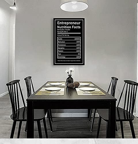 Modern Inspiring Entrepreneur Nutrition Facts Canvas Wall Art Inspirational Quotes Poster Office Home Decor Successful Spiritual Hustle Picture Printed Artwork Ready to Hang[24''W x 36''H]