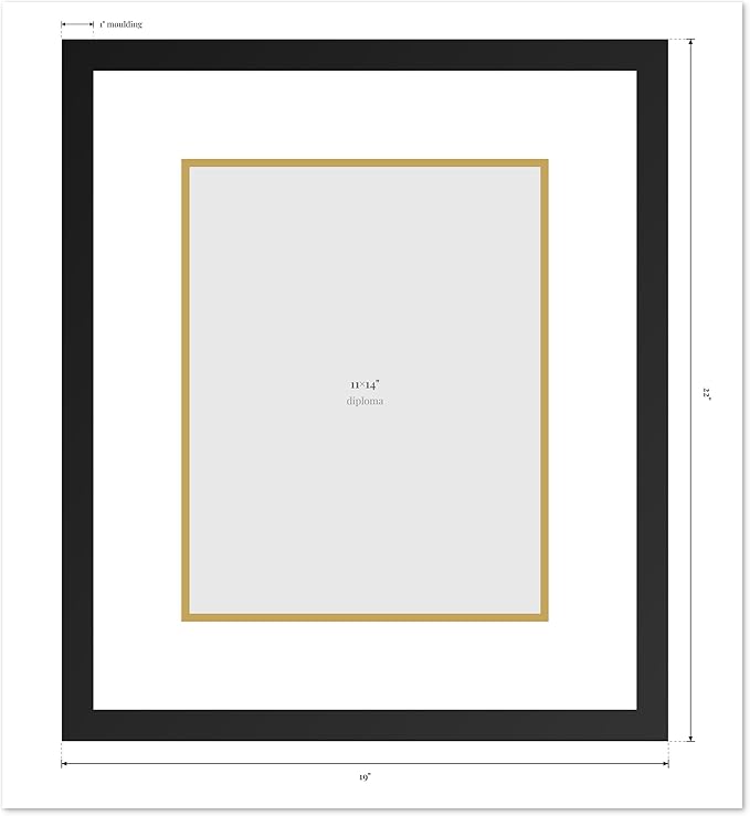 Diploma Frame Coastal Whitewash with Navy Blue Over Gold Double Mat - Fits 11 x 14 College Diploma (Portrait) Wall Display Made in the USA