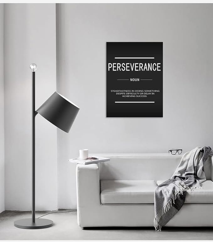 WYJZDZQ8 Inspirational Canvas Wall Art Perseverance Noun Printing Poster Motivational Entrepreneur Quotes Poster Artwork Office Workplace Living room Wall Decor Frame Ready to Hang[18" W x 24" H]