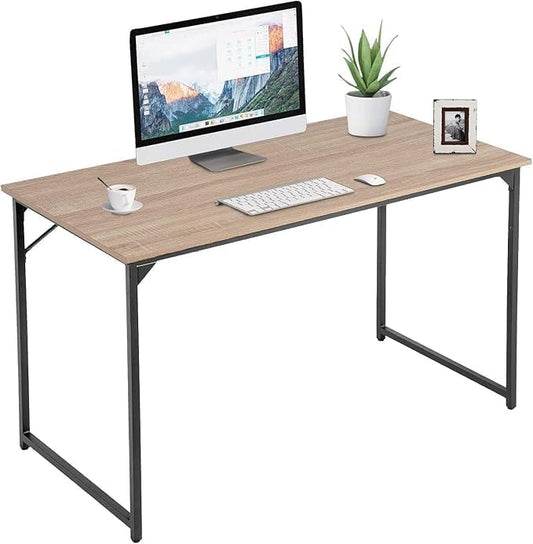 48 Inch Desk,Adjustable Leg Pads,Wood and Metal Desk,Gaming Desk,Modern Simple Style Desk for Home Office,Desk for Bedroom,Metal Frame Computer Table,Study Table,Nature