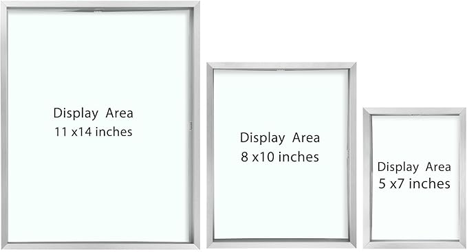 Golden State Art Silver Floating Picture Frame for 11X14, 2-8X10, 4-5X7 Photos, Metal, Modern or Contemporary, Wall Mount