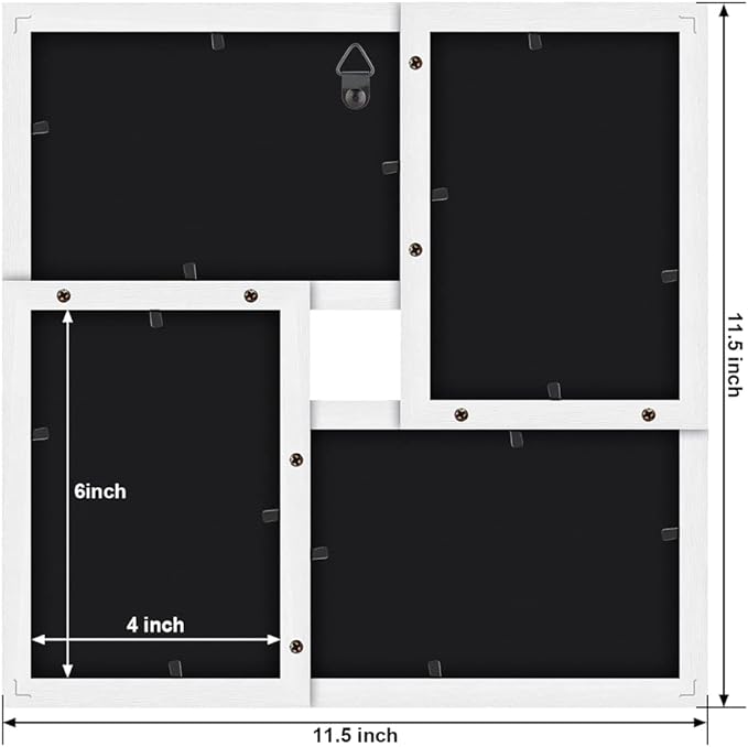 RPJC 4x6 Solid Wood Collage Picture Frame with High Definition Glass Display 4-opening Family Multi Photo Frames For Wall Hanging White